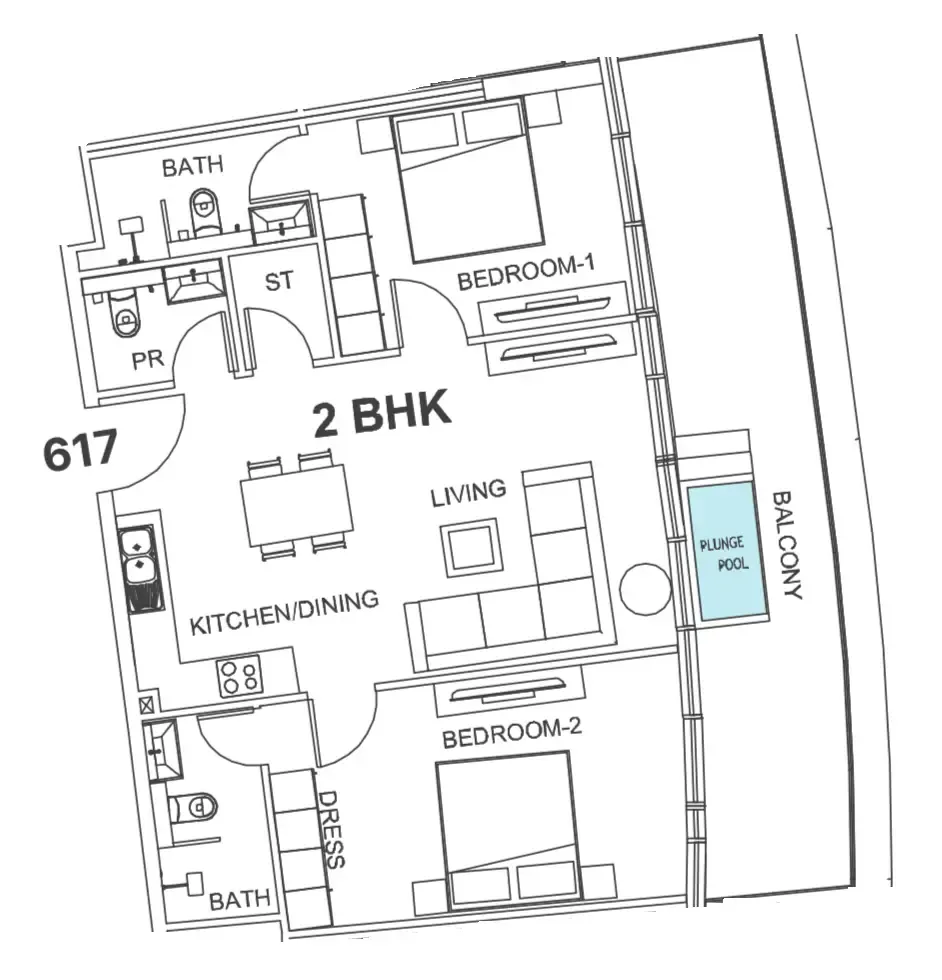 2 bedroom Apartments floor plan at Villa Del Garda