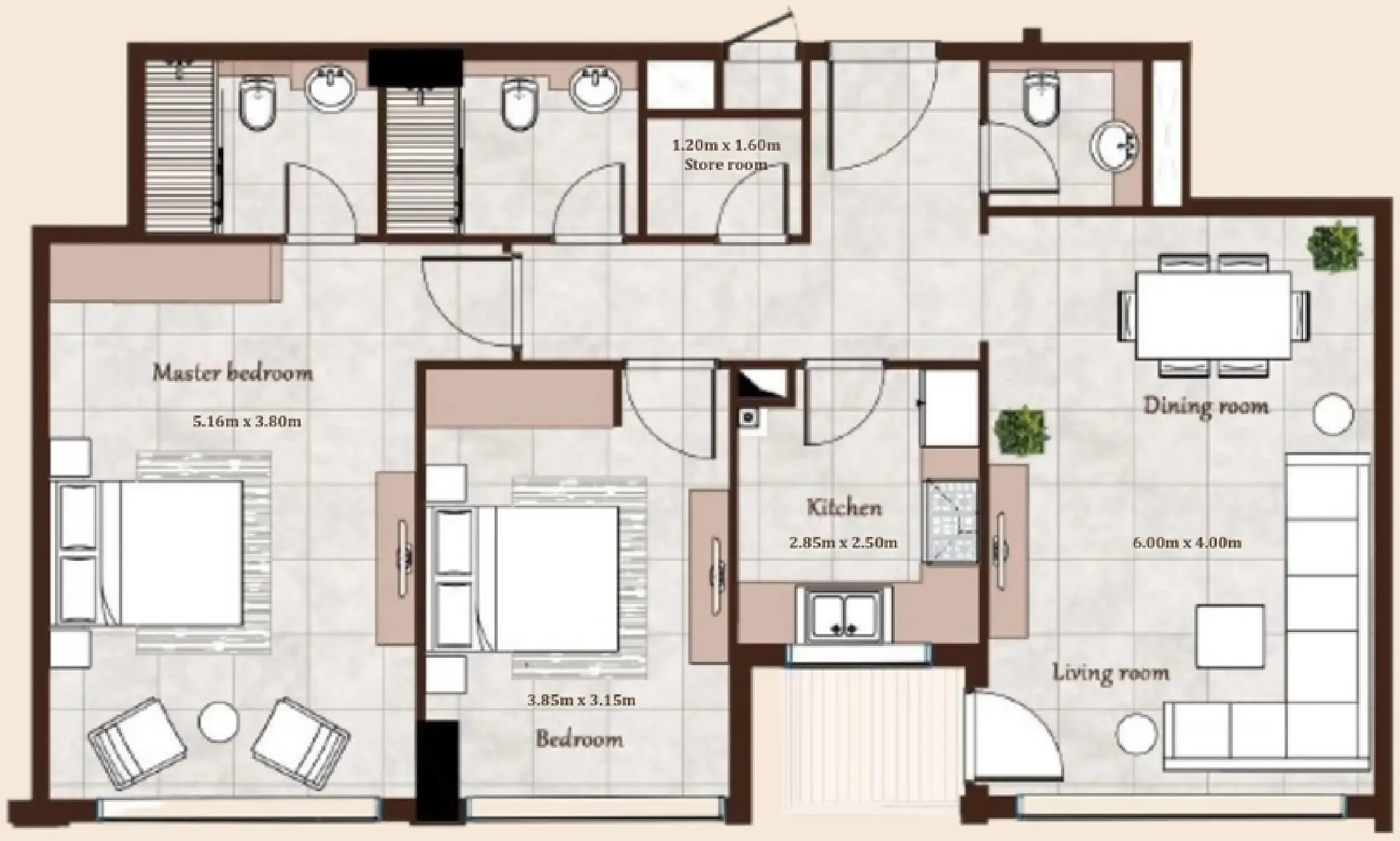 2 bedroom Apartments floor plan at Maison Cannelle Residence