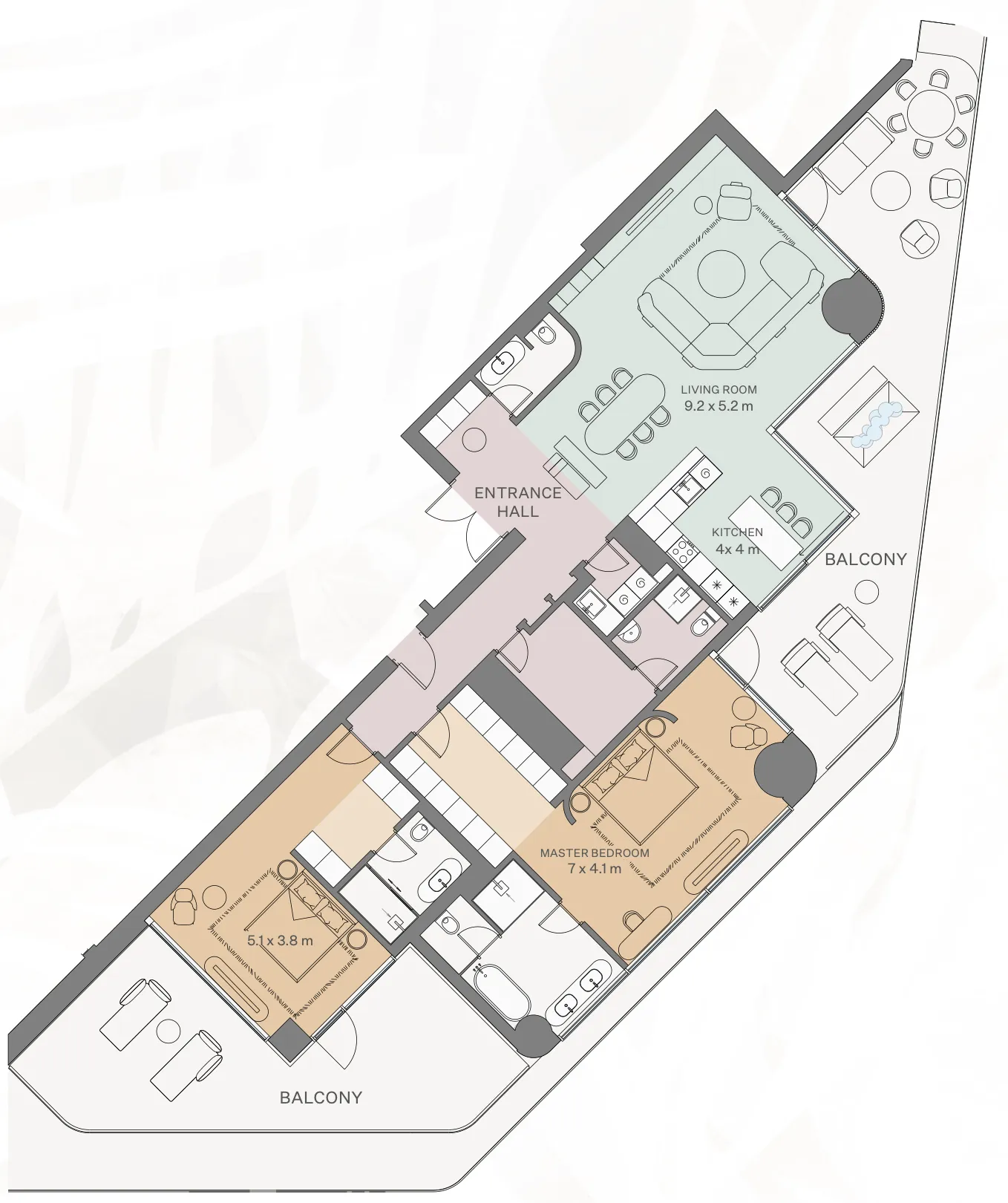 2 bedroom Apartments floor plan at Eywa Tree of Life