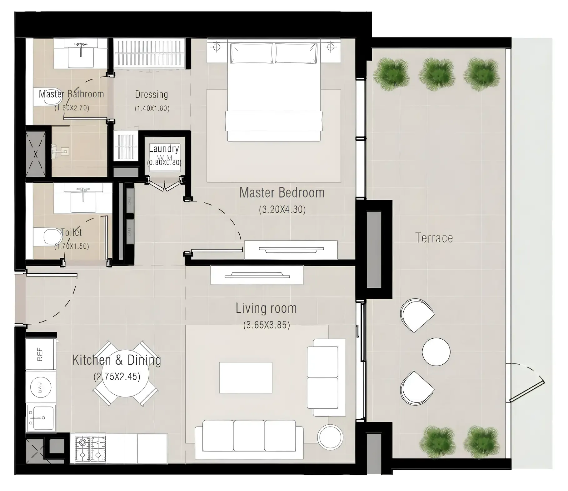 1 bedroom Apartments floor plan at Alton
