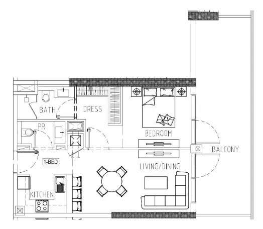 1 bedroom Apartments floor plan at Damac Riverside Views