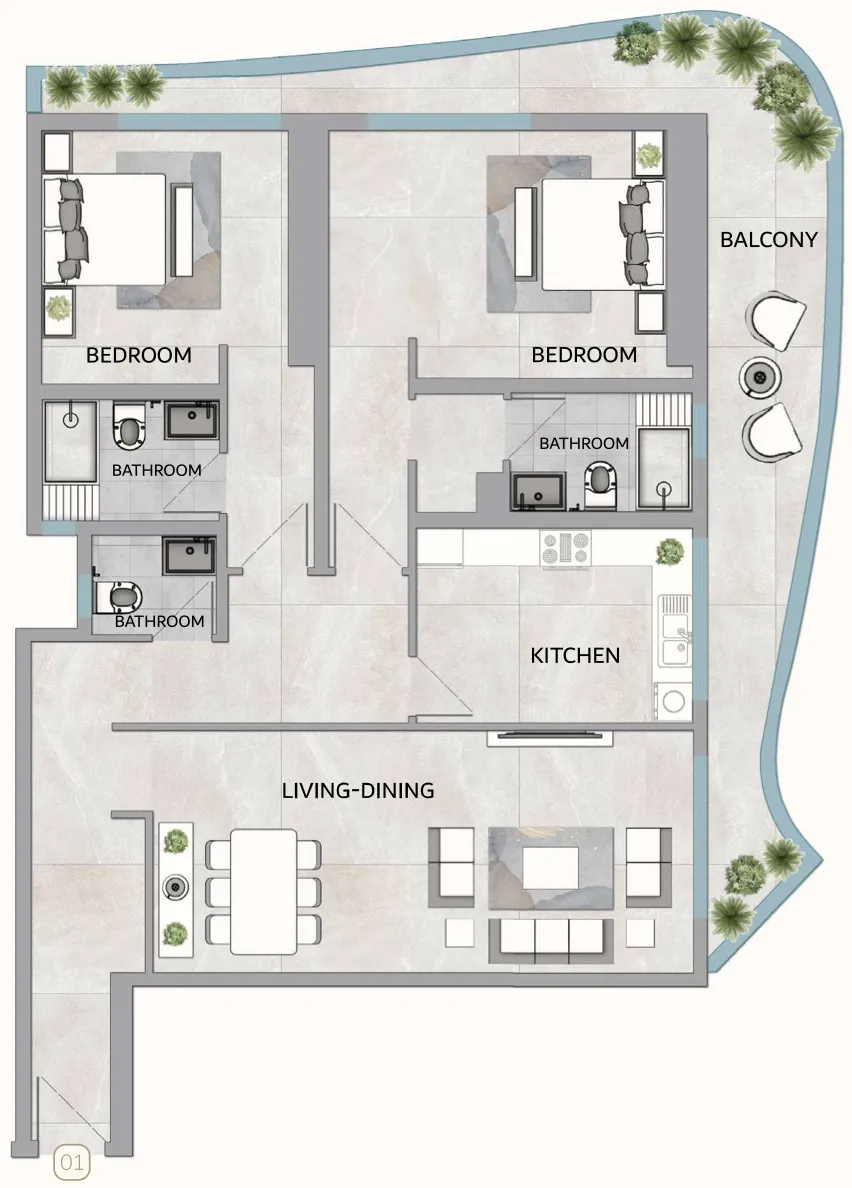 2 bedroom Apartments floor plan at One 678 Residences