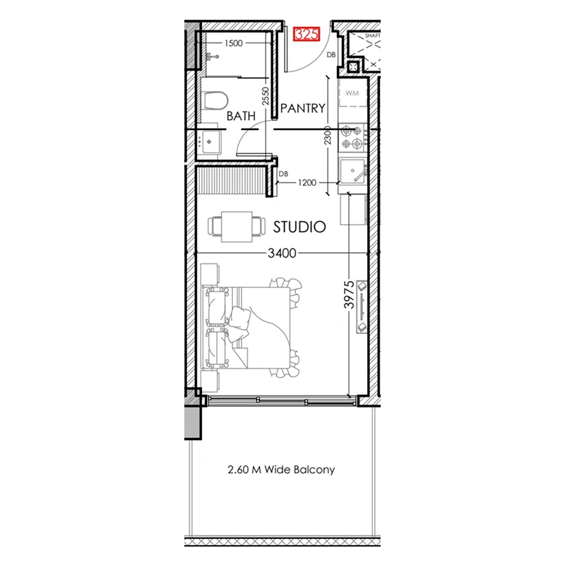0 bedroom Apartments floor plan at Al Haseen Residences 5