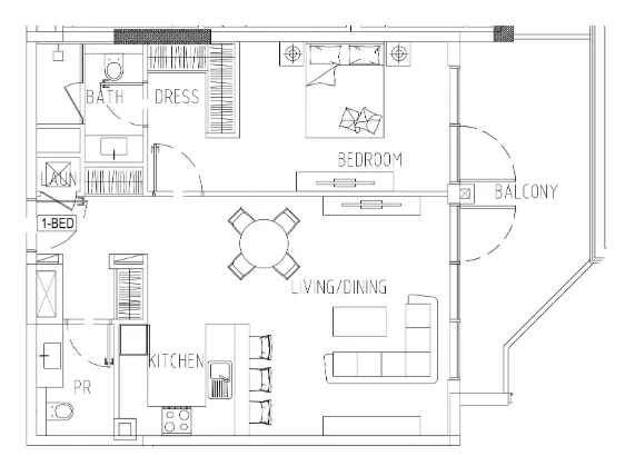 1 bedroom Apartments floor plan at Damac Riverside Views