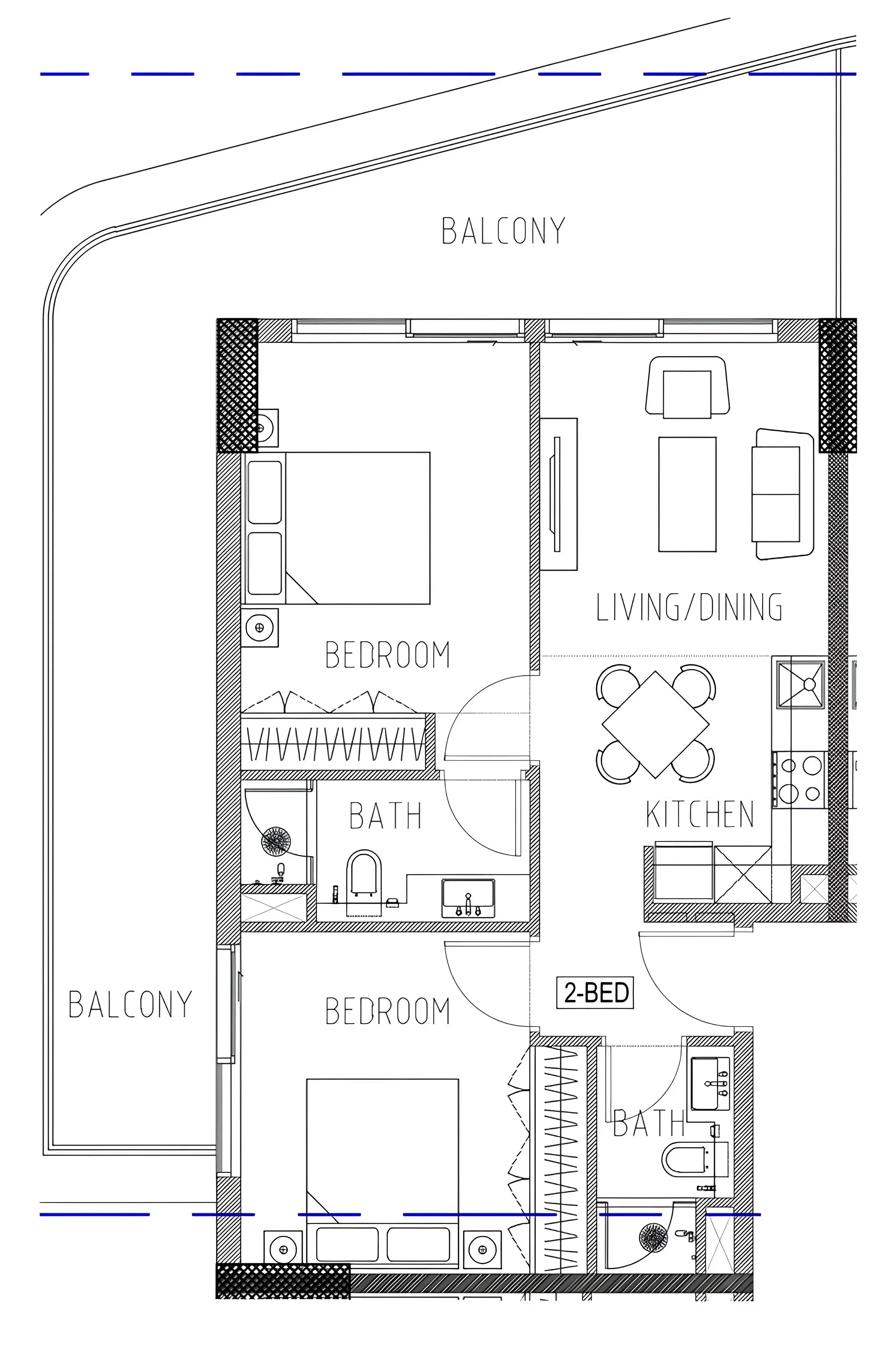 2 bedroom Apartments floor plan at Elo 2 and 3 Damac