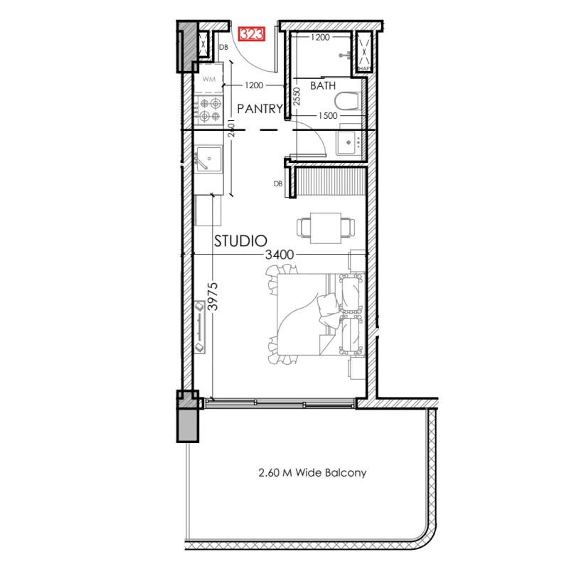 0 bedroom Apartments floor plan at Al Haseen Residences 5