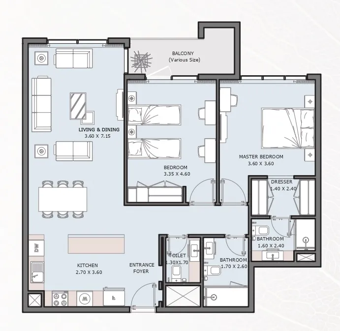 2 bedroom Apartments floor plan at Verdana V