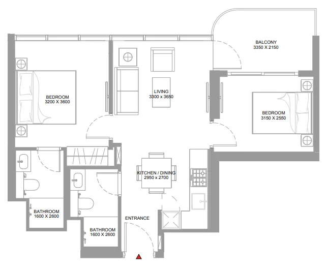 2 bedroom Apartments floor plan at Pierside Marina Residences