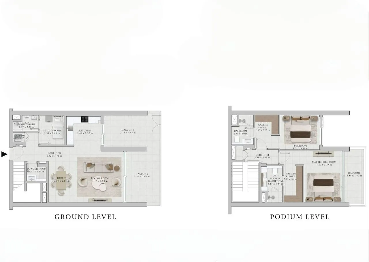 2 bedroom Townhouse floor plan at Park Horizon