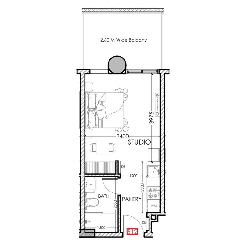 0 bedroom Apartments floor plan at Al Haseen Residences 5
