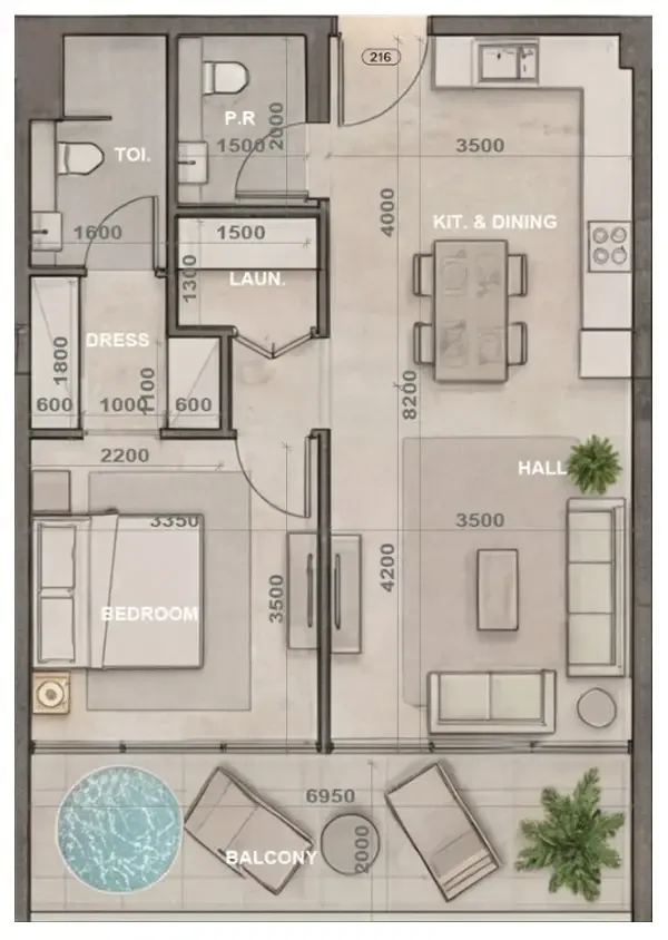 1 bedroom Apartments floor plan at Sky Harmony