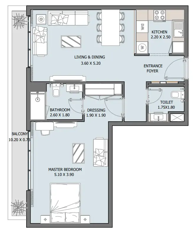 1 bedroom Apartments floor plan at Oceana