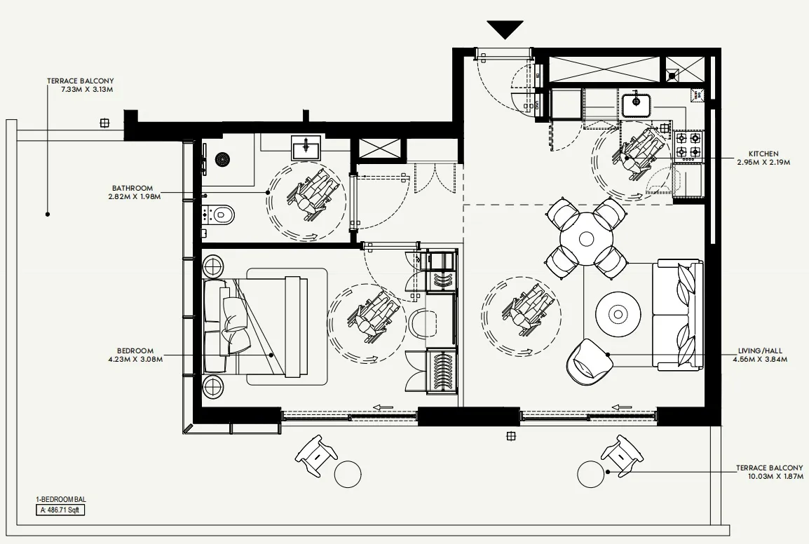 1 bedroom Apartments floor plan at Azizi Jewel
