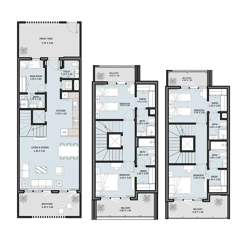 4 bedroom Townhouse floor plan at Selina Bay