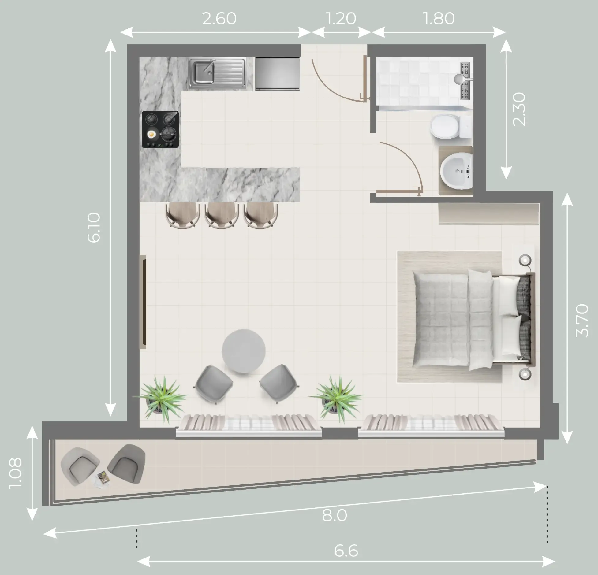 0 bedroom Apartments floor plan at Galleria Residences