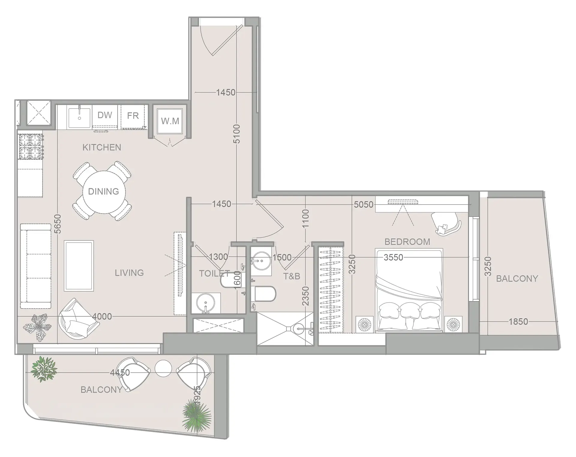 1 bedroom Apartments floor plan at ELAR1S Sky