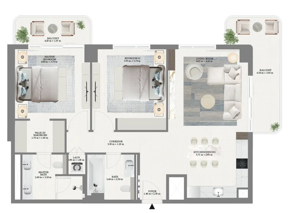 2 bedroom Apartments floor plan at Porto View