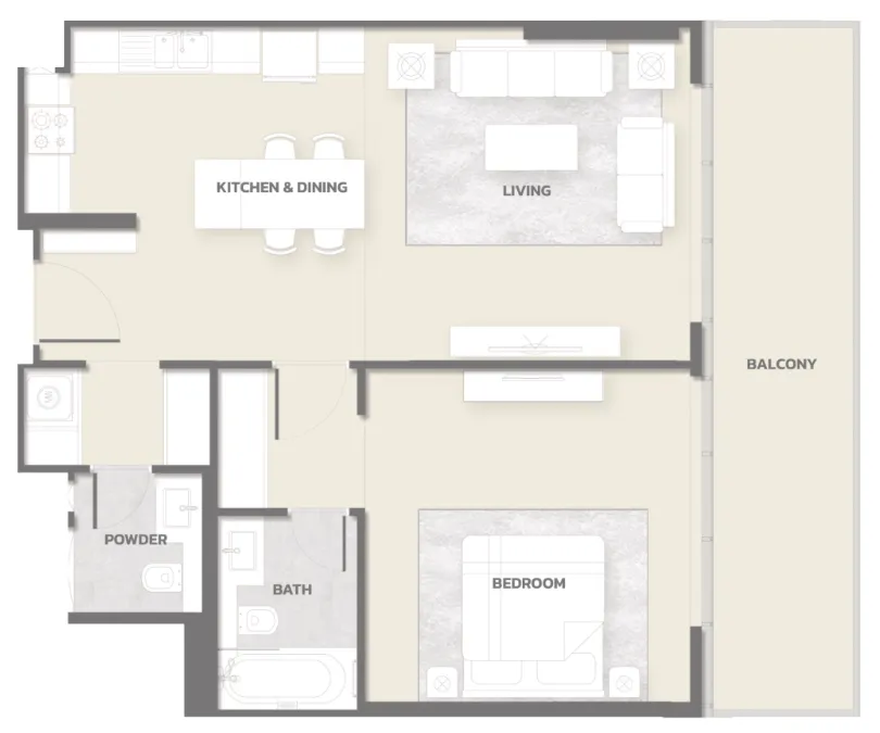 1 bedroom Apartments floor plan at Tonino Lamborghini Residences