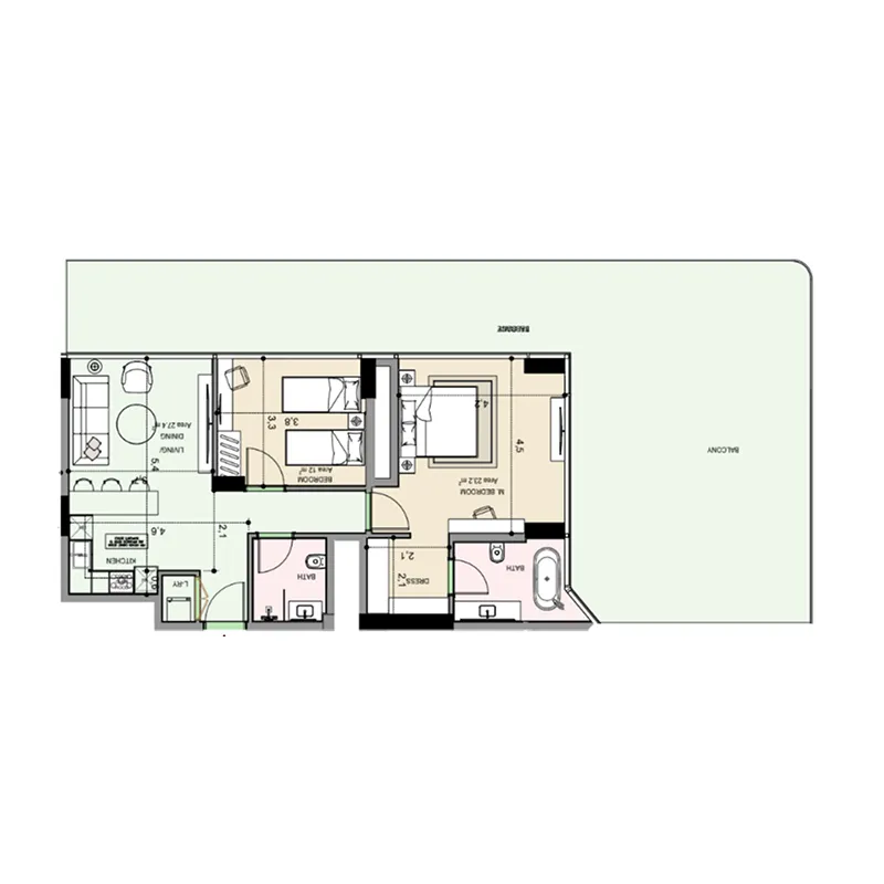 2 bedroom Apartments floor plan at Edgewater Residences 1, 2 and 3