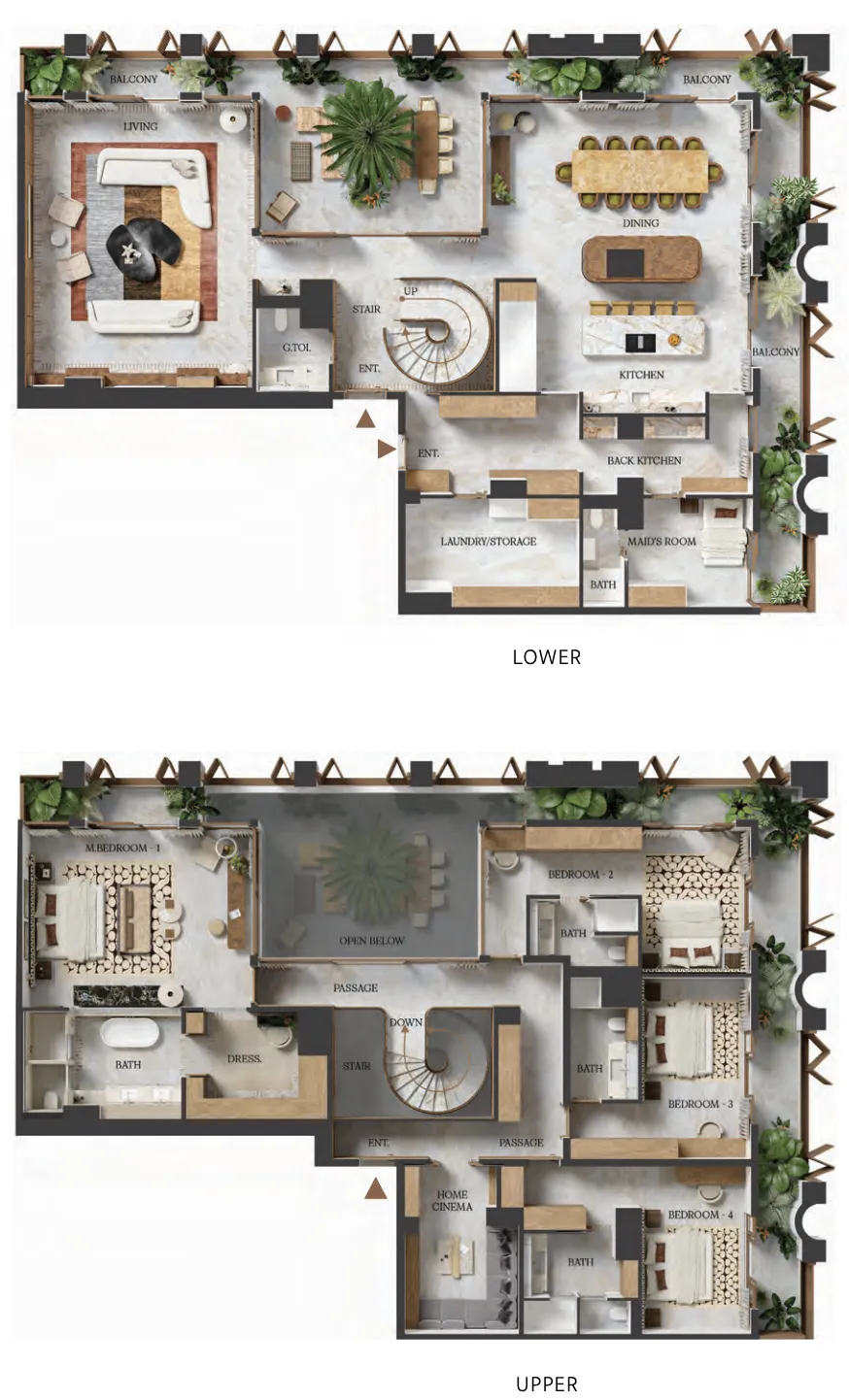 4 bedroom Duplex floor plan at Elire Managed by LUX