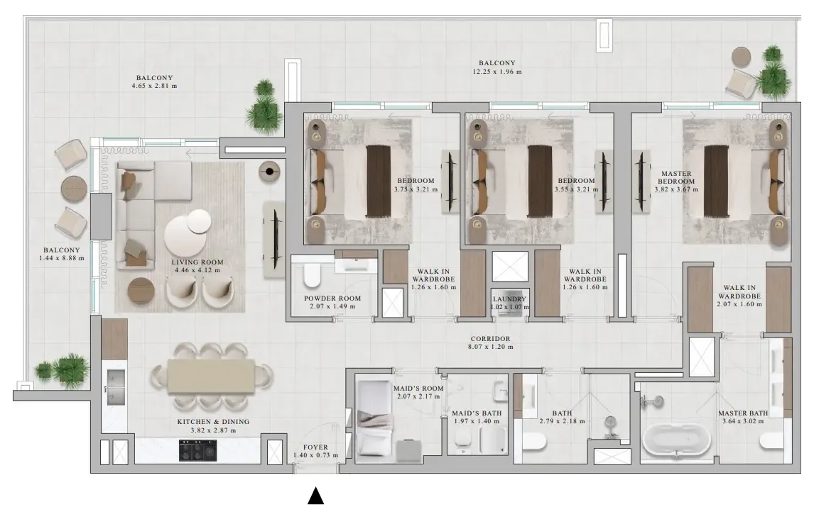 3 bedroom Apartments floor plan at Rosehill