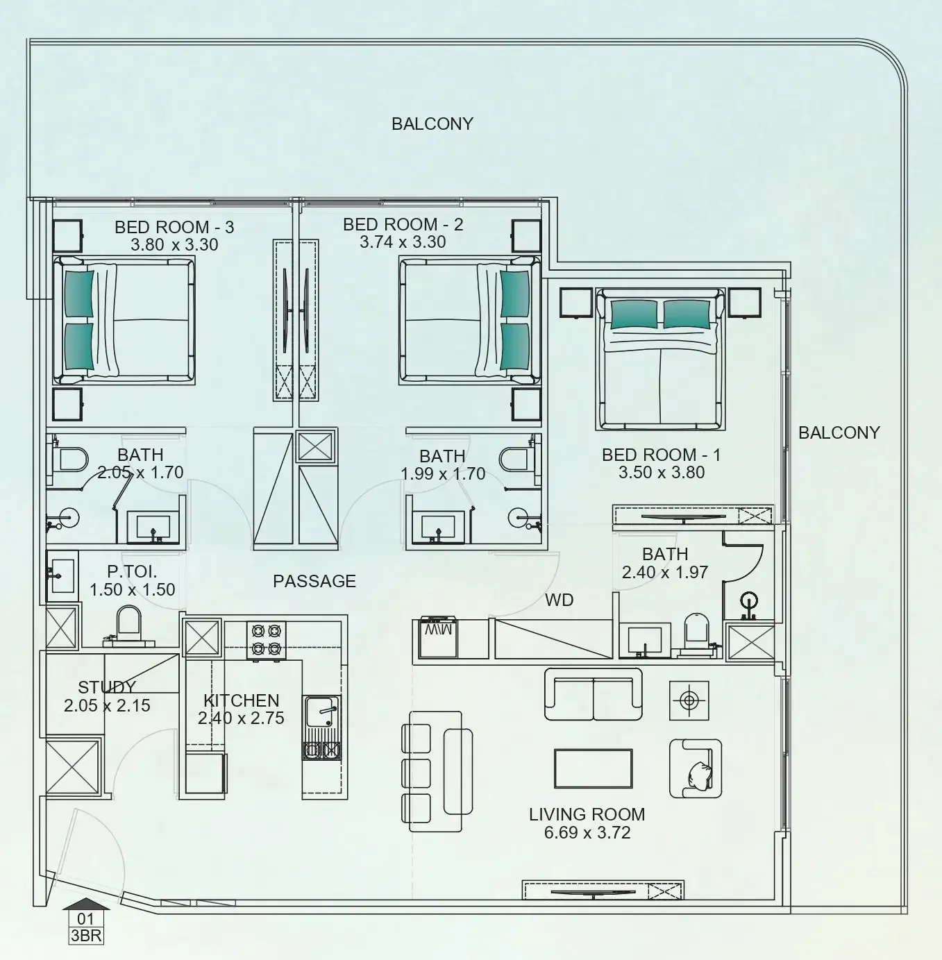 3.5 bedroom Apartments floor plan at Floarea Breeze