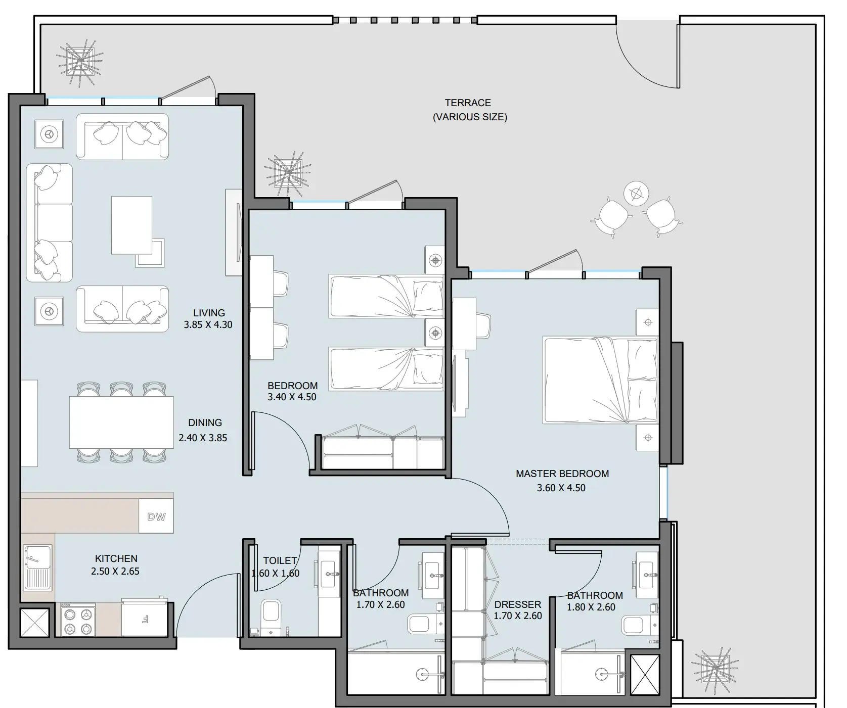 2 bedroom Apartments floor plan at The District