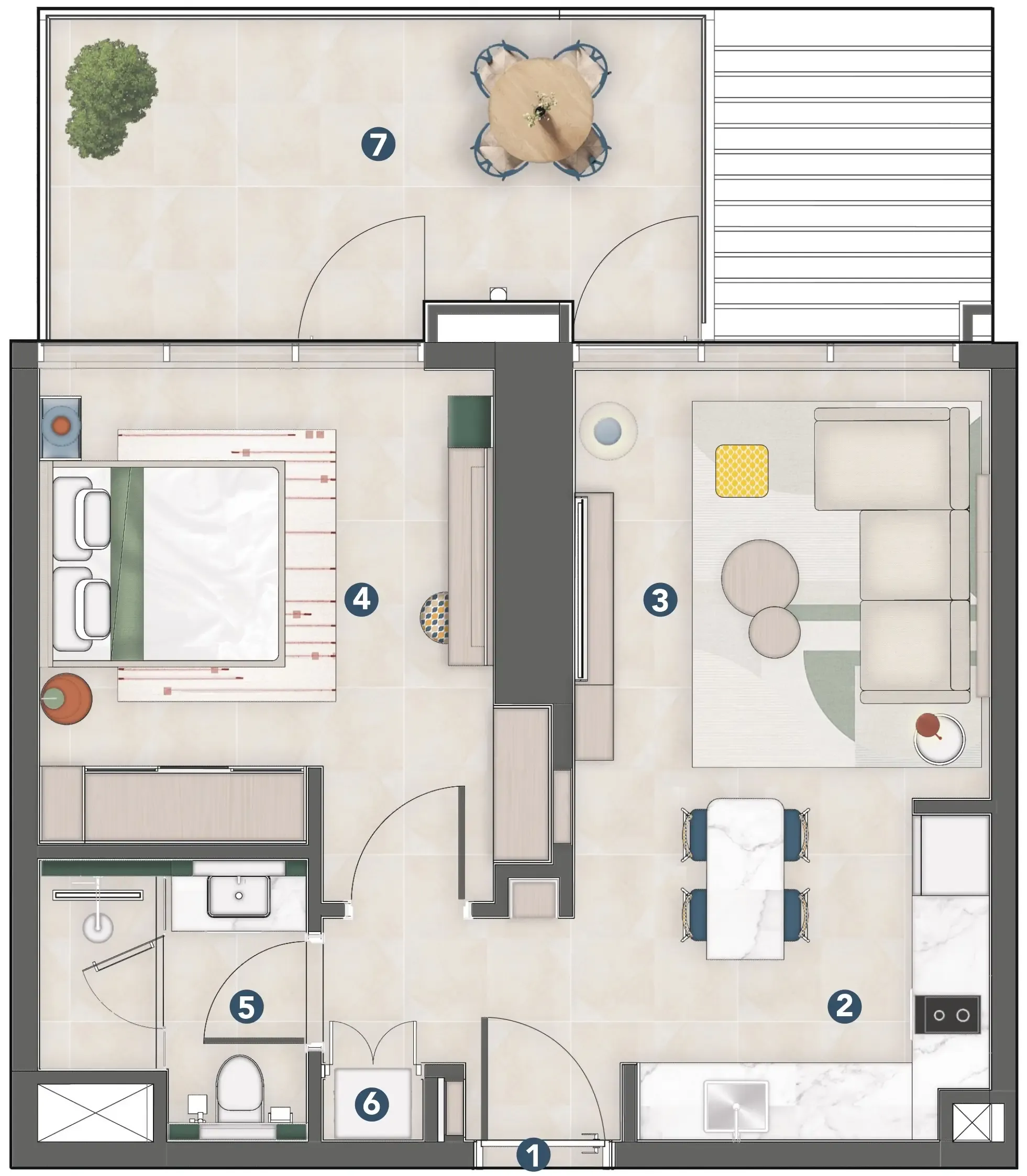 1 bedroom Apartments floor plan at Rove Home Meydan Horizon