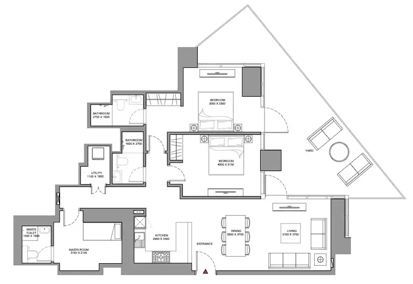 2 bedroom Apartments floor plan at Skyscape