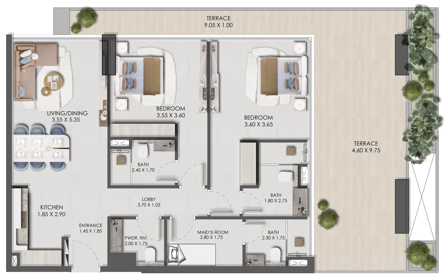 2 bedroom Apartments floor plan at Legado by Prescott