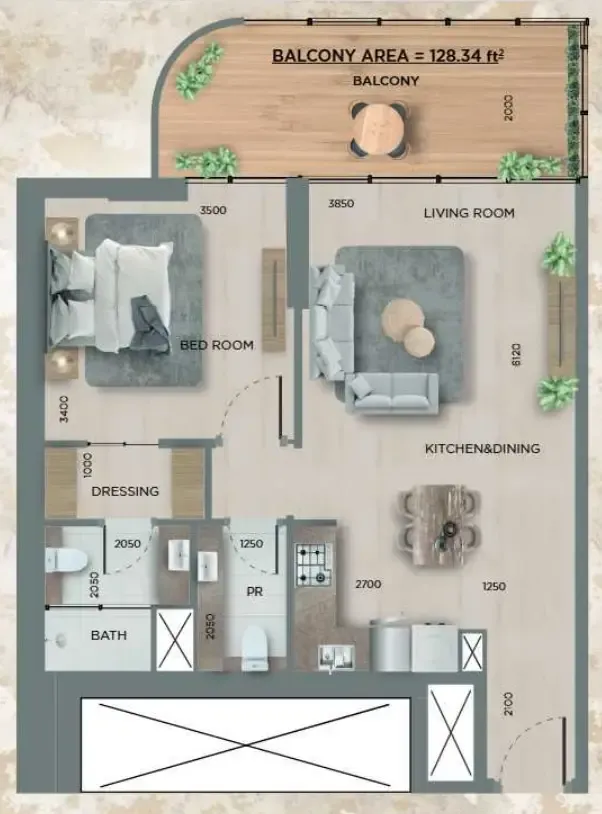 1.5 bedroom Apartments floor plan at 368 Park Ln.