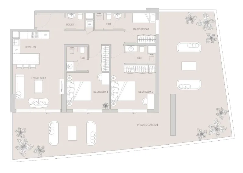 2 bedroom Apartments floor plan at W1NNER Tower