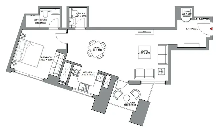 1 bedroom Apartments floor plan at Skyscape