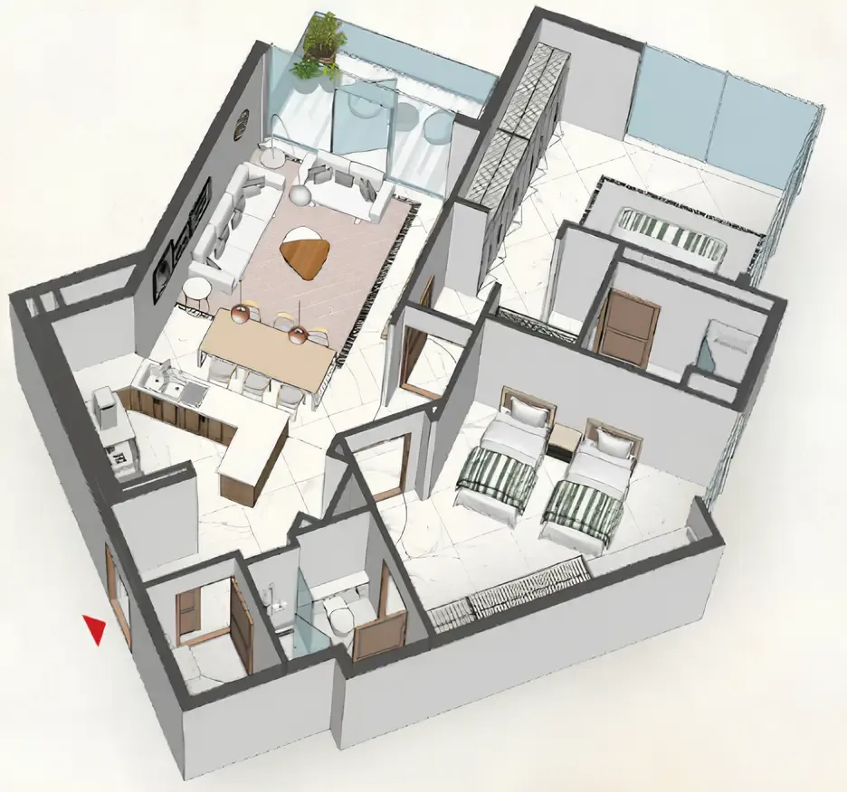 2 bedroom Apartments floor plan at Comfort by Roof