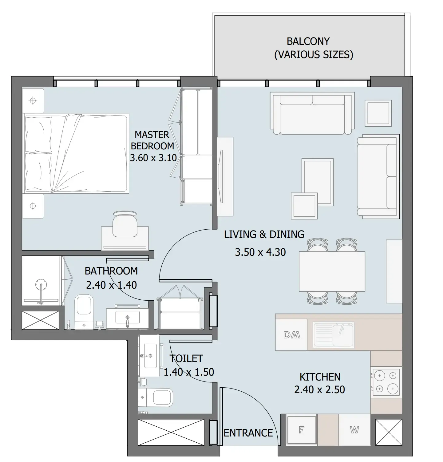 1 bedroom Apartments floor plan at Verdana III