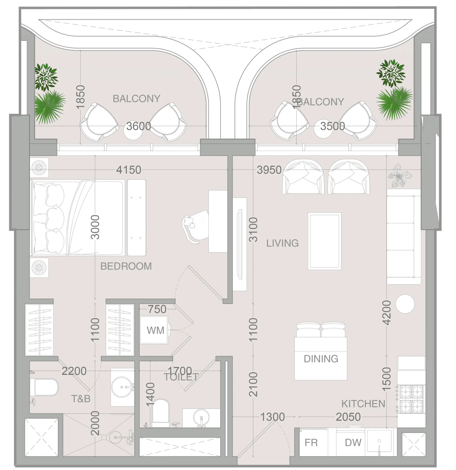 1 bedroom Apartments floor plan at ALTA V1EW