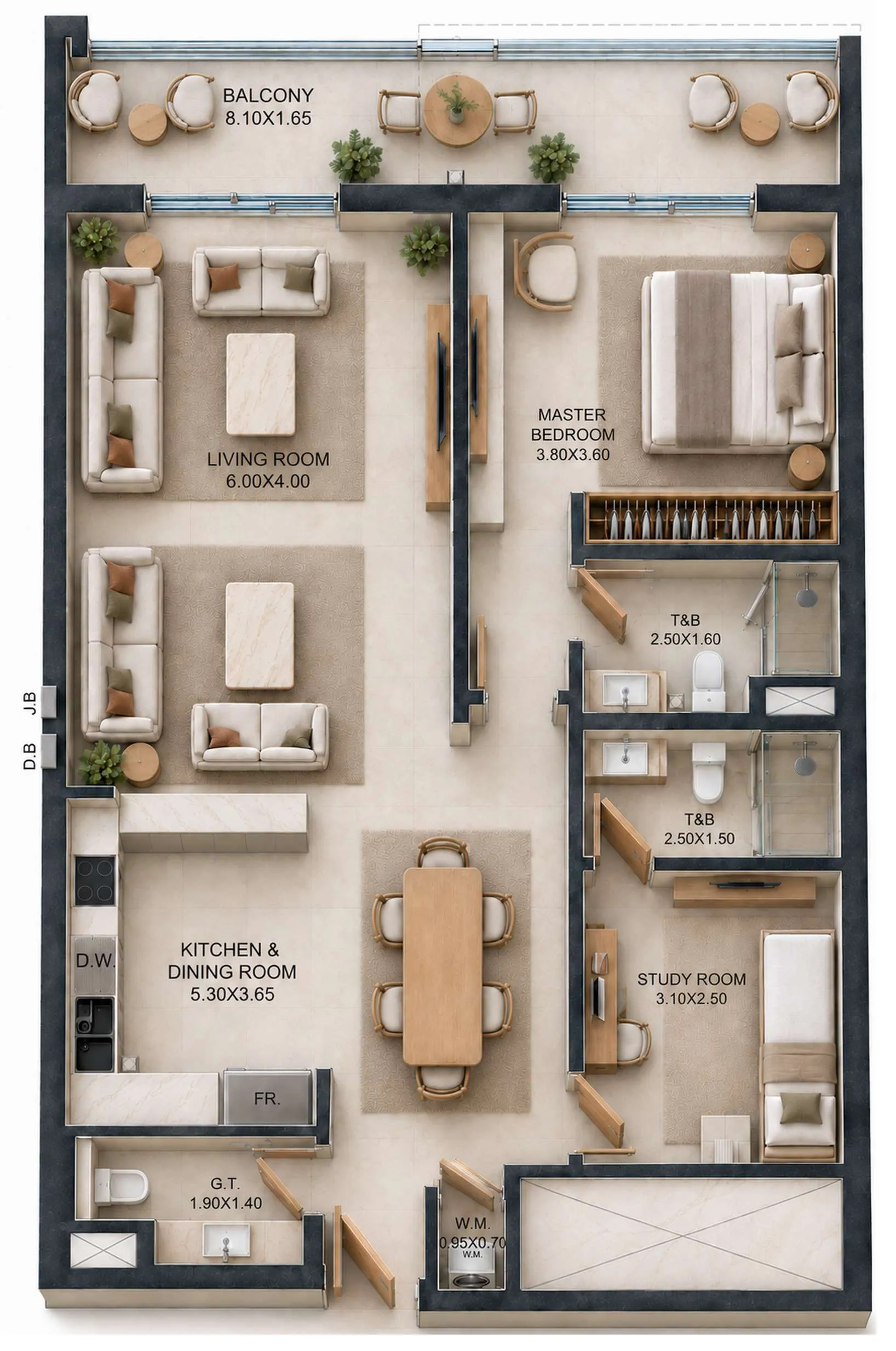 1.5 bedroom Apartments floor plan at Reeman Residence 02
