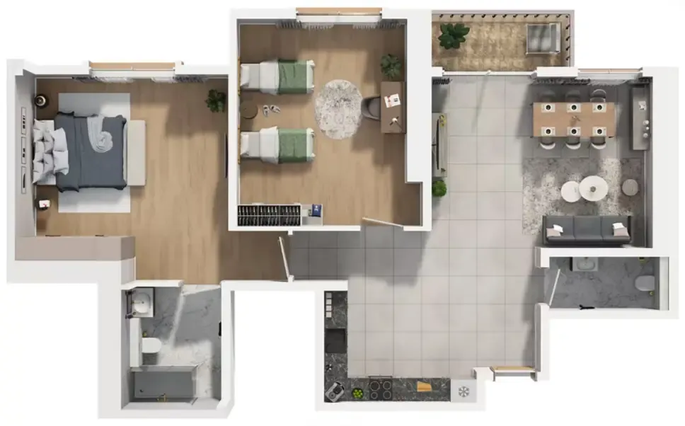 2 bedroom Apartments floor plan at Barajeel Towers