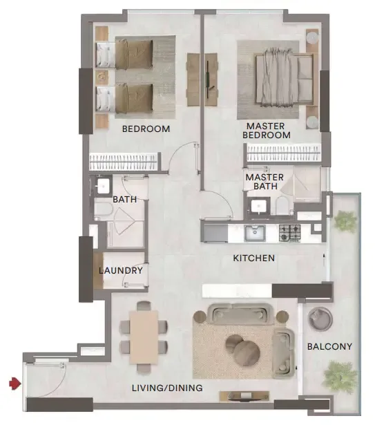 2 bedroom Apartments floor plan at Urban - Park Residences
