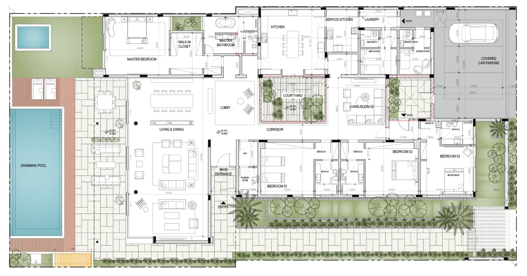 4.5 bedroom Villa floor plan at Al Zorah Beach Hills Villa's