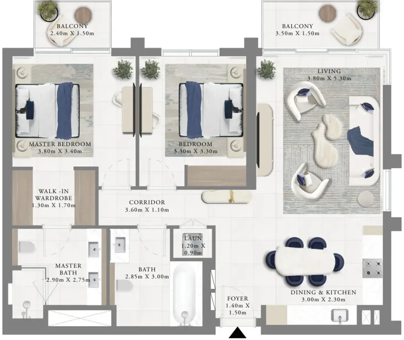 2 bedroom Apartments floor plan at Altus