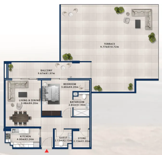 1 bedroom Apartments floor plan at Asayel Avenue