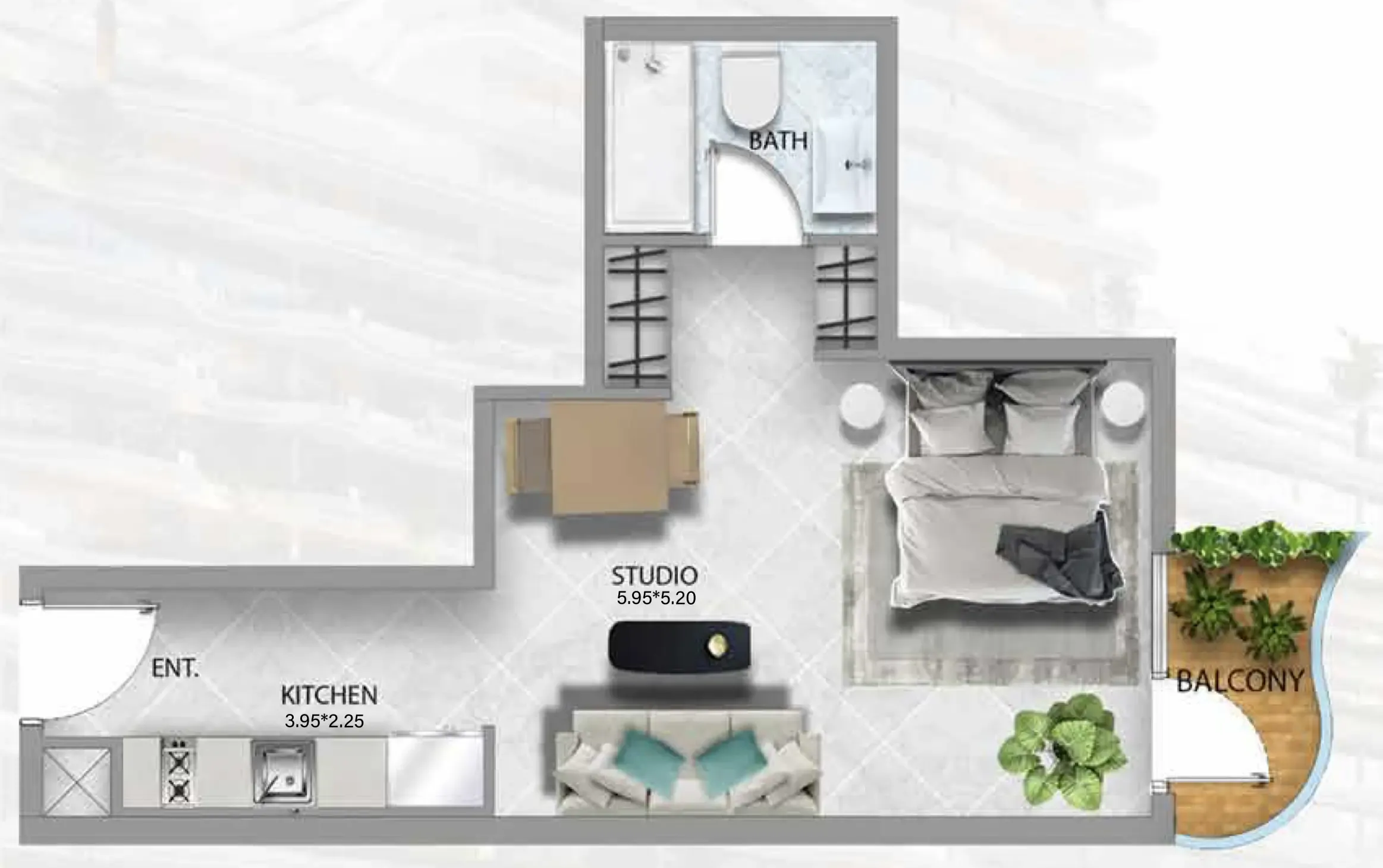 0 bedroom Apartments floor plan at 311 Boulevard