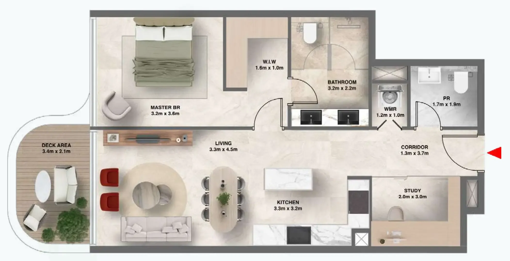1 bedroom Apartments floor plan at The Tides