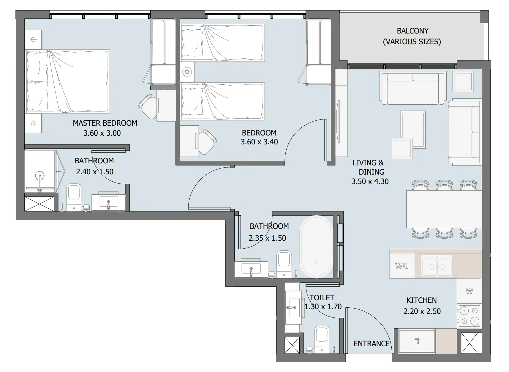 2 bedroom Apartments floor plan at Verdana III