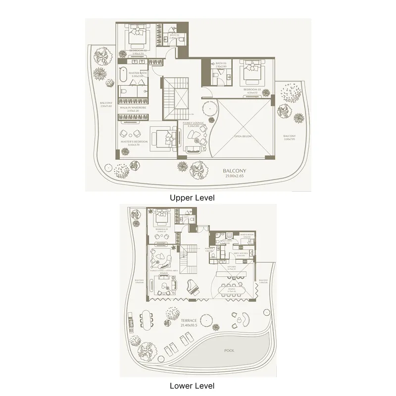 4 bedroom Penthouse floor plan at AYA Beachfront Residences