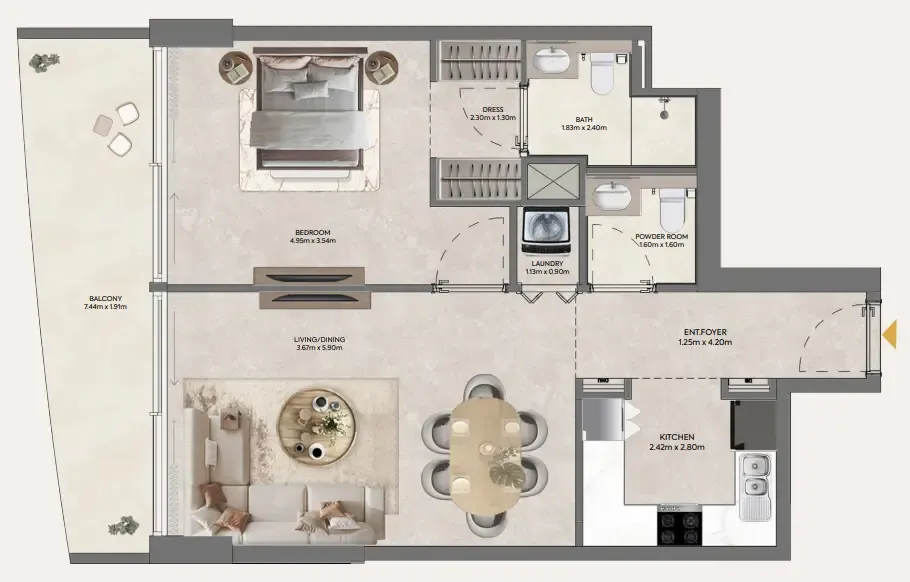 1 bedroom Apartments floor plan at Hermina by Casagrand