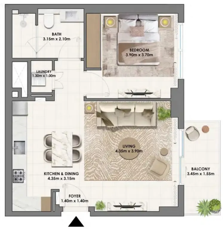 1 bedroom Apartments floor plan at Parkwood Emaar