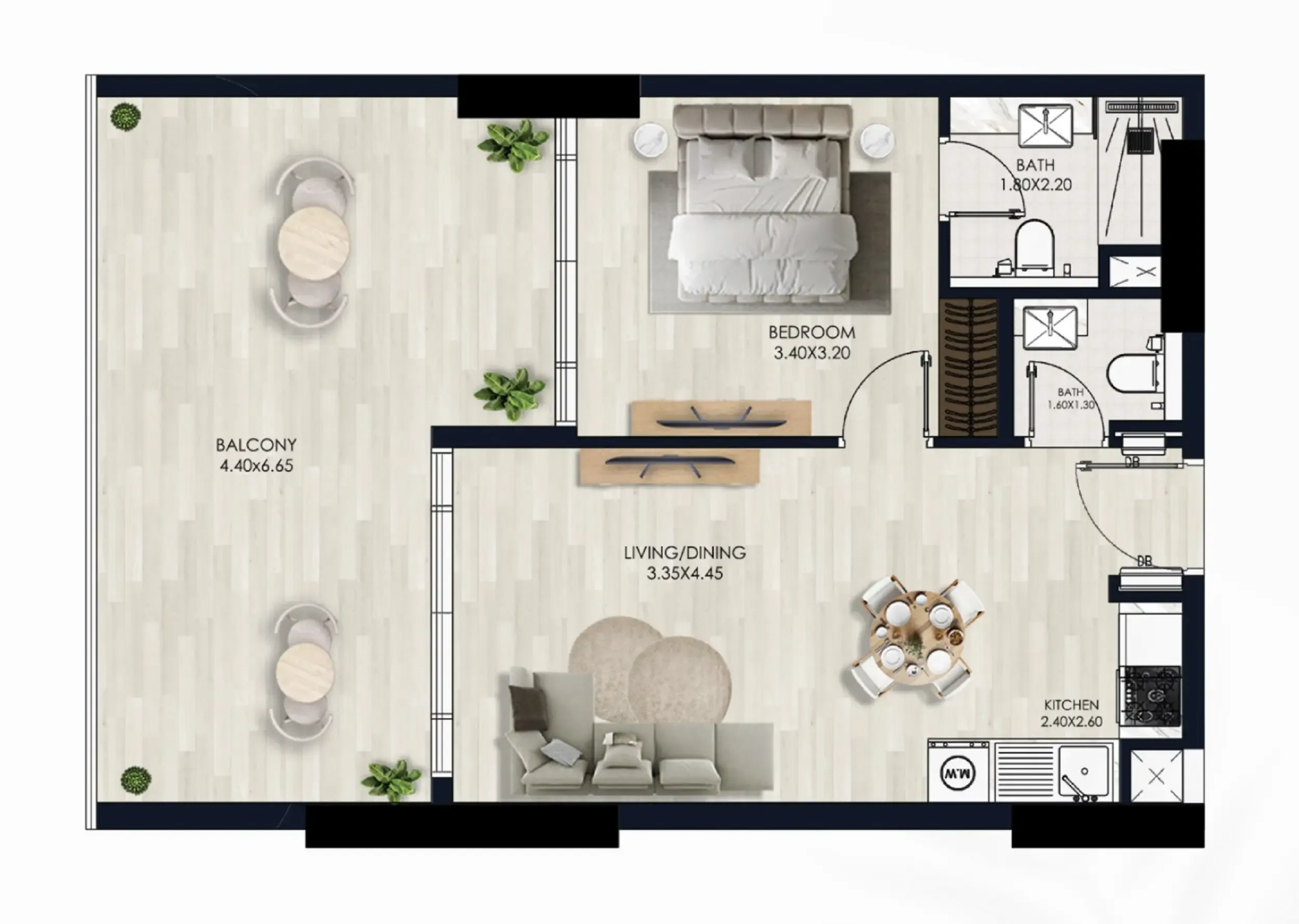 1 bedroom Apartments floor plan at Sera Gardens by Vision
