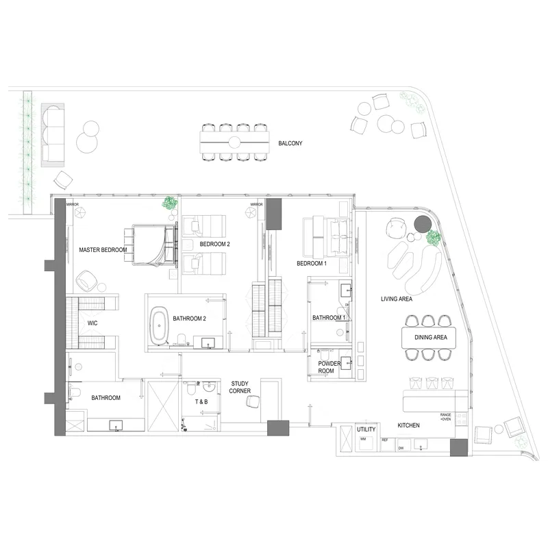 3 bedroom Apartments floor plan at Fortune Bay Residences